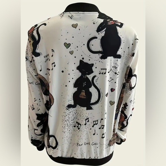 Graphic Print Zipper Jacket, Casual Baseball Neck - Picture 3 of 3